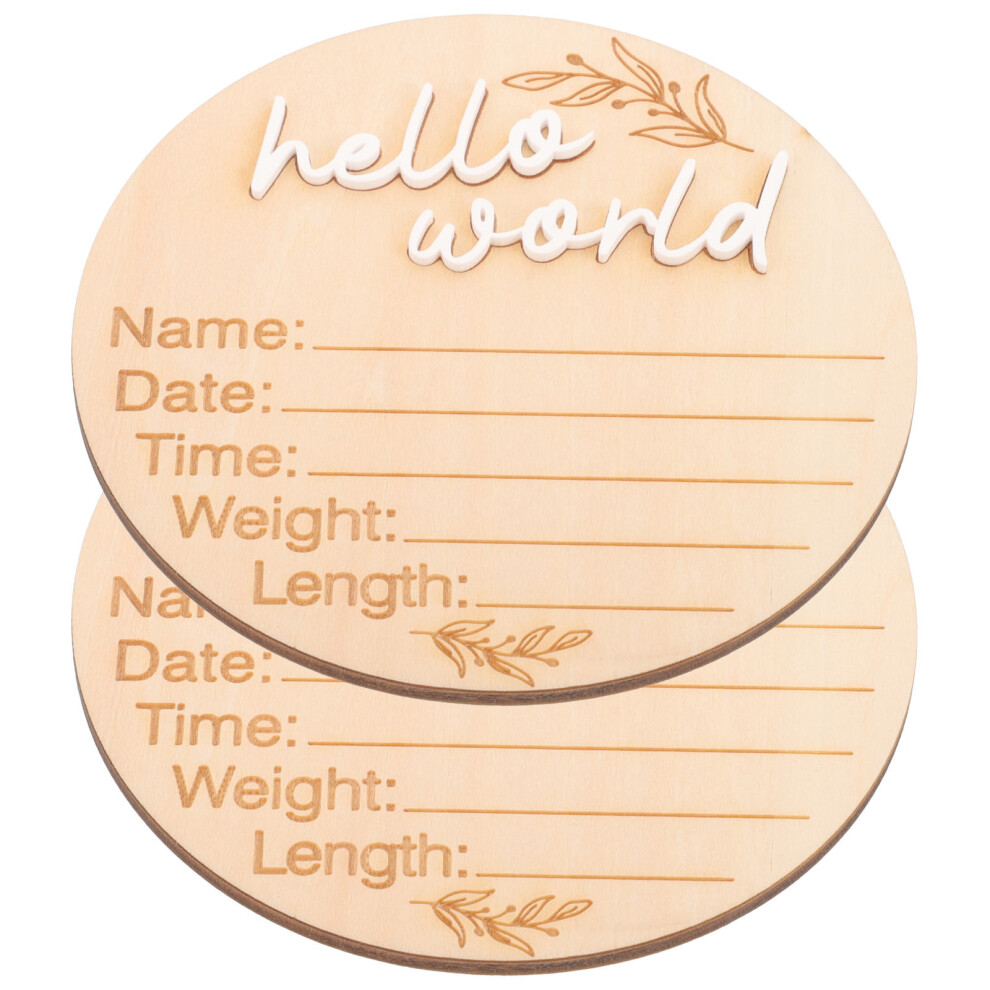 4Pcs Wood Newborn Announcement Signs Baby Name Birth Decoration Brown Villcase