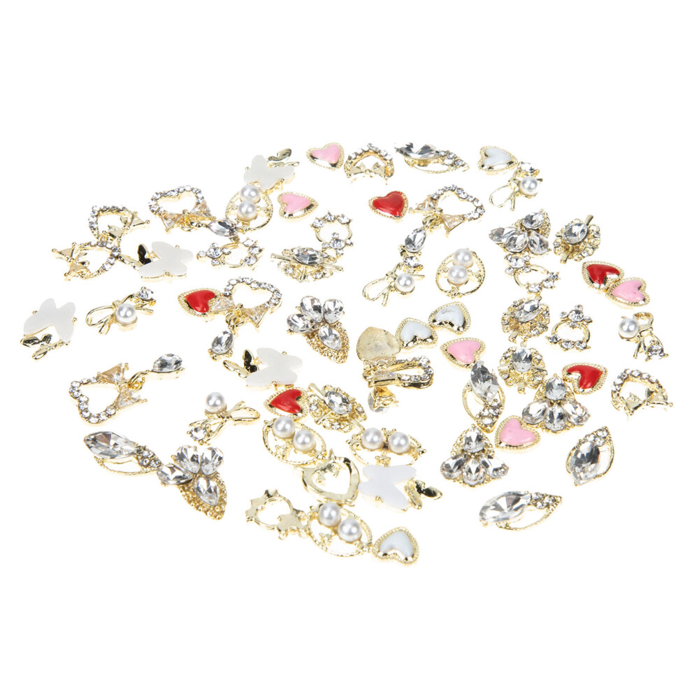 Villcase 60Pcs Assorted Color Alloy Nail Charms Manicure Jewelry For Nail Decor