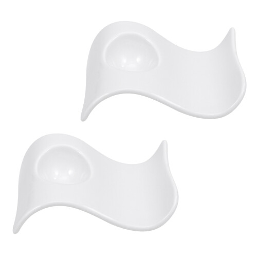 2Pcs Ceramic Egg Cup Wave-Shaped Egg Holder White for Home Use