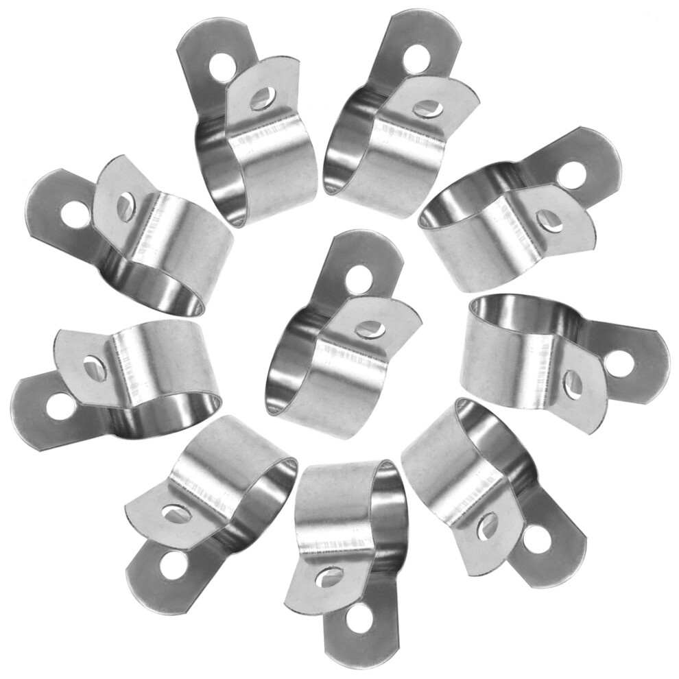 20Pcs Stainless Steel U Bracket Clamps Silver Metal Tube Wire Fixing 3622752976852