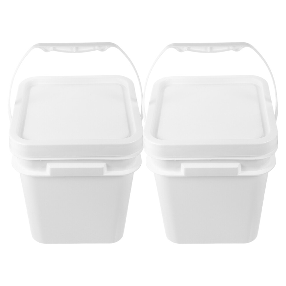 2Pcs Pp Paint Container With Lid Handle Square Bucket For Painting 3303533611550