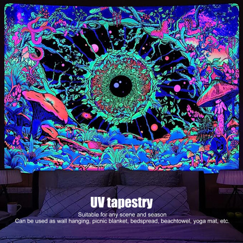 Blacklight Eye Pattern Tapestry 200x150cm Fluorescent UV Reactive Polyester 2