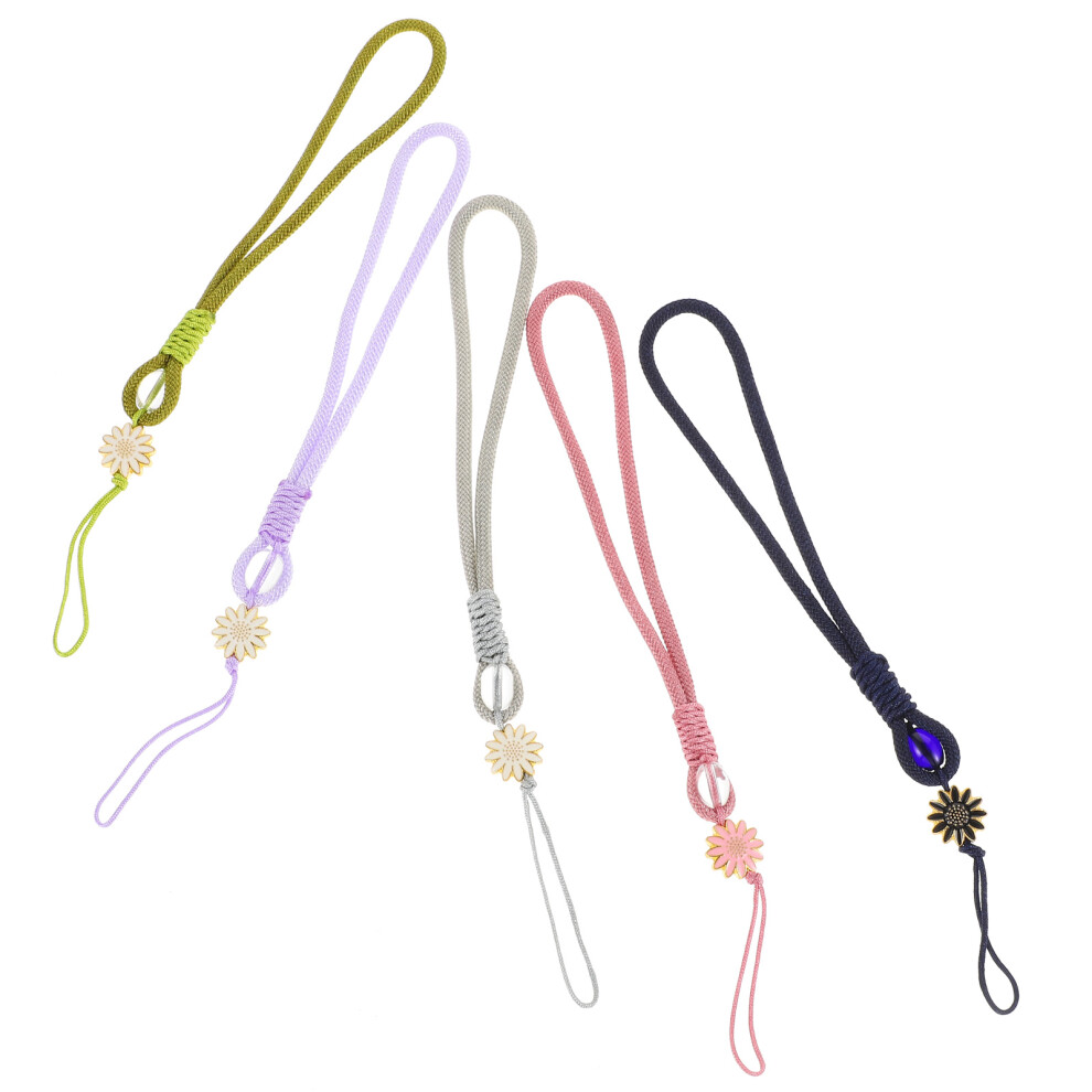 5Pcs Durable Polyester Phone Lanyard Sunflower Decor Assorted Colors 3062665025276