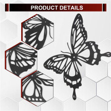 3Pcs Butterfly Metal Wall Decor Black Butterfly Metal Wall Hanging Decor Farmhouse Rustic Home Office Bedroom Decor