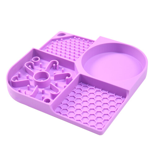 Silicone Lick Mat 21.1x21.1 cm, Purple/Green/Grey 2
