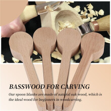 4 StüCk Holz Schnitzen LöFfel Leerzeichen Buchenholz Unvollendetes Holz Handwerk Schnitzel Kit für Schnitzler