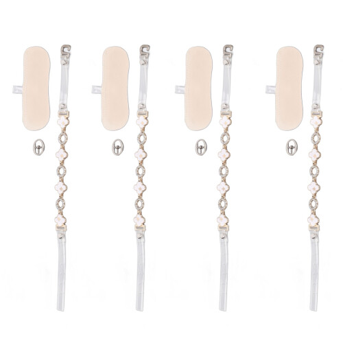2 Pairs Concealed Heel Shoe Straps Adjustable Elastic Transparent Decorative 1