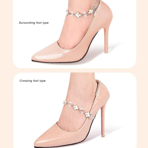 2 Pairs Concealed Heel Shoe Straps Adjustable Elastic Transparent Decorative 2