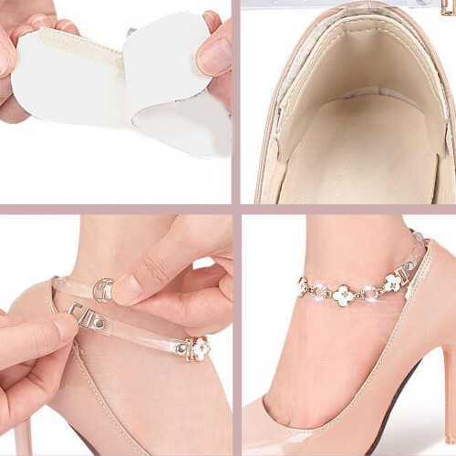 2 Pairs Concealed Heel Straps, Adjustable, White 2