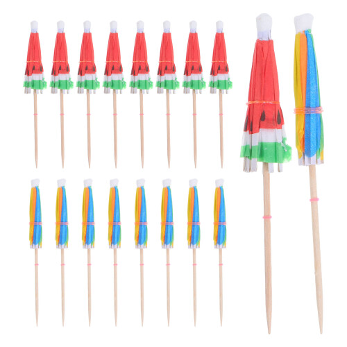 100Pcs Assorted Color Umbrella Cupcake Toppers Disposable Drink Picks