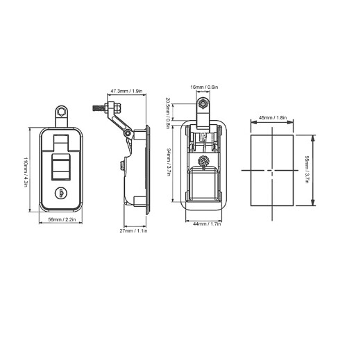 Adjustable Zinc Alloy Compression Latch with 2 Keys, 3.7x1.8in 1