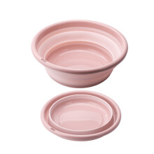 2Pcs Collapsible Portable Basin For Camping Fishing Car Washing Pink