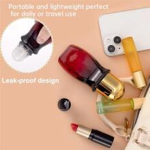 Juego de 4 Botellas Roll- de 50 Ml, Desodorante Roll- de Vidrio Rojo Degradado con Abridor, Color Dorado.
