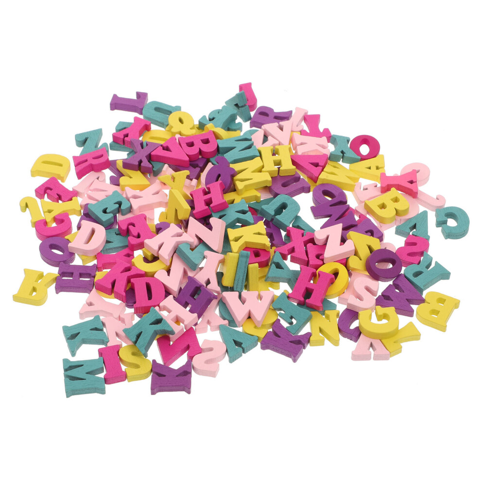 200pcs letter shape wooden slices craft pieces mixed colors
