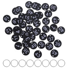 50 pezzi etichette numerate rotonde in acrilico con anelli sospesi