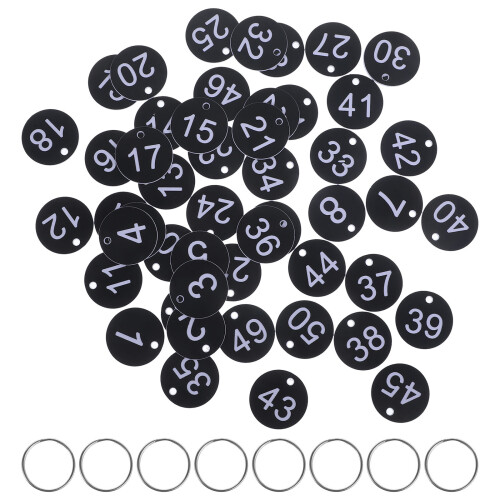 50 pezzi etichette numerate rotonde in acrilico con anelli sospesi