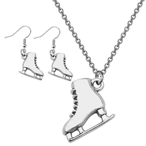 3 Pezzi Collana Orecchini A Goccia Stile Skating In Argento