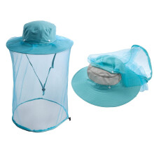 Mosquito Head Net Hat Light Blue Mesh Insect Repellent Hat with 360 Protection for Fishing and Beekeeping