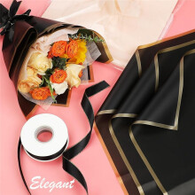 20 Sheets Gold  Flower Wrapping Paper Bouquet Packaging Paper Florist Bouquet Supplies (Black)