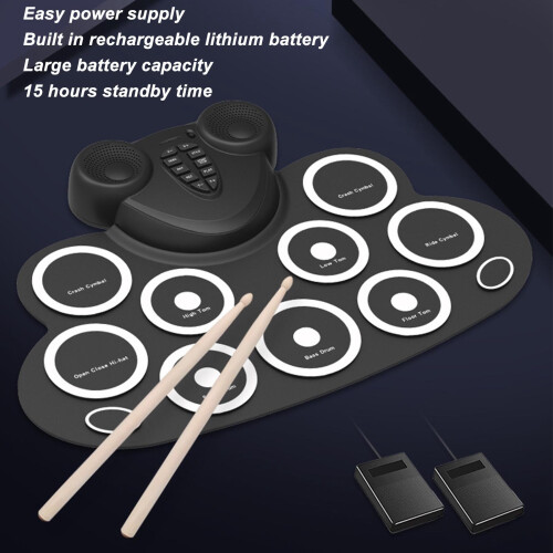 Rechargeable Roll Up Drum with Speakers