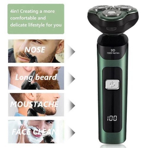 Electric Shaver LCD Digital Display Three- Floating Rechargeable   Waterproof Shaver Type-C Charge Silver 2