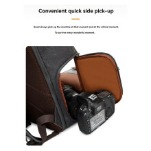 Zaino Fotografico In Tela Batik Multifunzionale per Reflex Vintage, Impermeabile, per Esterni, Borsa per Fotocamera Reflex, Nero-Grigio