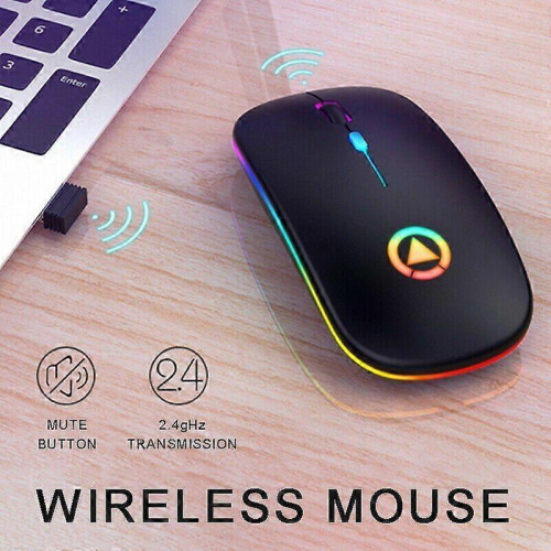 2.4GHz RGB Wireless Mouse Computer Mouse Silent Ergonomic Rechargeable Mice With 2