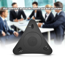 USB Conference Microphone Speaker 360 Audio Pickup Plug & Play Black