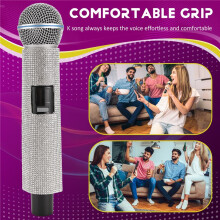 Wireless Handheld Dynamic Microphone Karaoke Mic with Rechargeable Receiver for Wedding Speech Church Club 2 Microphone