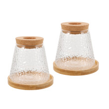 2 Stuks Glas Plantenpot Met Houten Deksel En Standaard