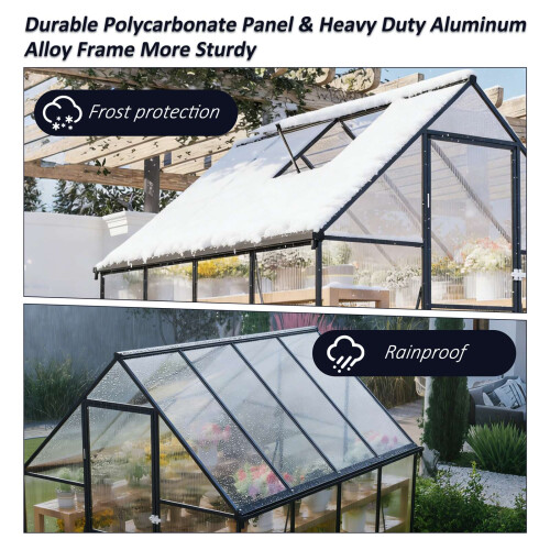 Birchtree BIRCHTREE 6X8FT Polycarbonate Greenhouse Dark Grey 2