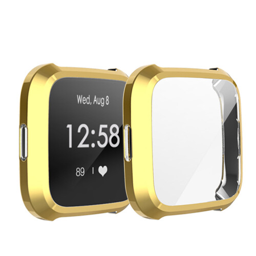 capa protetora dourada compatível com fitbit versa lite