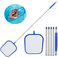 Fine Mesh Pool Skimmer Net with Adjustable Aluminum Telescopic Pole for Cleaning Leaves and Debris