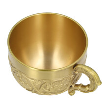 Tazza da caffè retrò in ottone con sbalzatura, tazza da bere in metallo fatta a mano, tazza da tè in ottone vintage