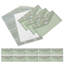 1Set Vintage Briefpapierset Mit Umschlägen Und Blumenmuster Hellgrün