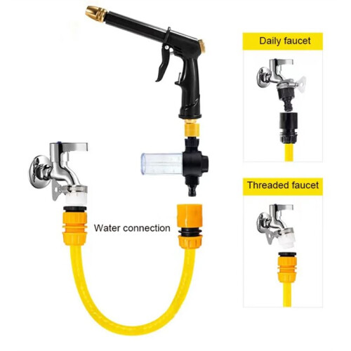 Portable High Pressure Cleaning Watering Hose Nozzle Foam Thread Quick Connector