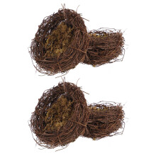 4Pcs Large Brown Rattan Bird Nests for Decoration and Crafting
