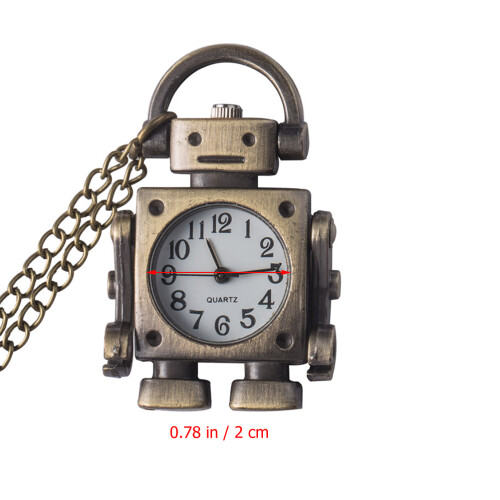 Reloj De Bolsillo Robot Vintage Con Cadena Para Regalo 1