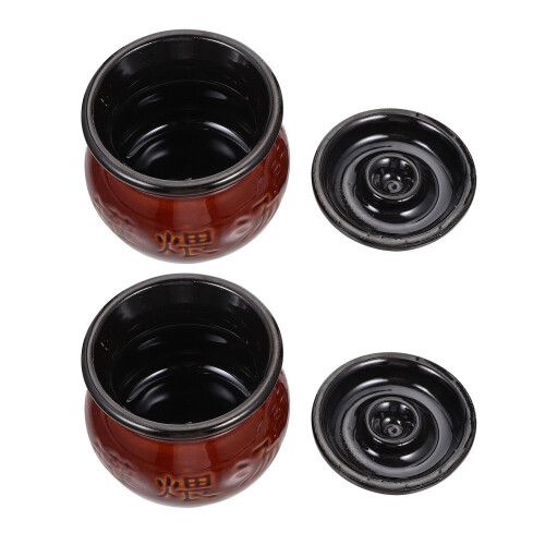 2Pz Casseruola Coperta Terracotta Caffè Per Pasta Riso E Zuppa