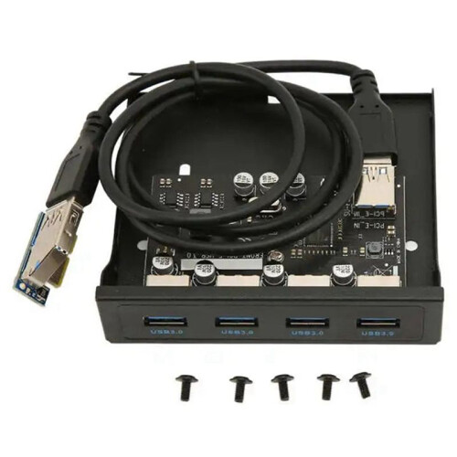 USB Front Panel 4 Port USB 3.0 5Gbps PCIE to USB3.0 HUB for Desktop PC Floppy Drive Bay