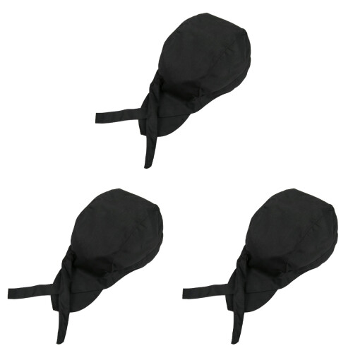 3Pcs Black Working Cap Kitchen Chef Hat for Restaurant Staff Use 1