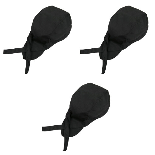 3Pcs Black Working Cap Kitchen Chef Hat for Restaurant Staff Use 2