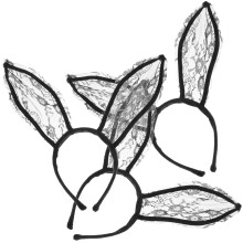 3St Rabbit Ear Haarbanden Met Kant En Vrolijke Kleuren