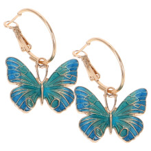 1Pair Blue Butterfly Drop Earrings for Women Lightweight Alloy Jewelry