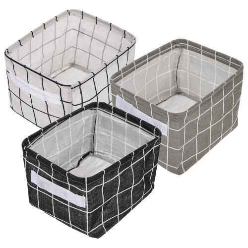 3Pcs Foldable Cloth Storage Basket Assorted Colors Multi-Use Organizer