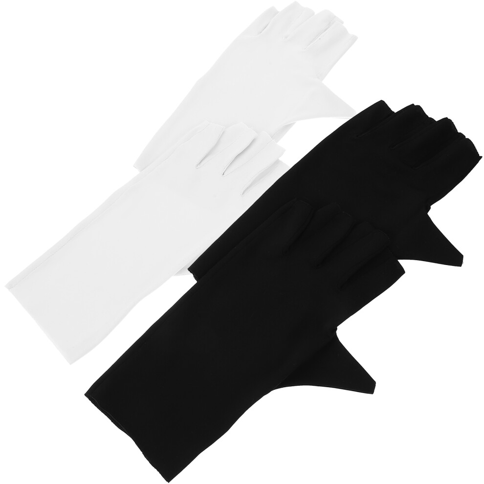 Iplusmile Dark 2 Pairs Uv Nail Gloves Fingerless Manicure Protection