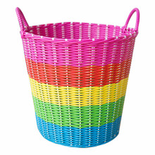 1Pc Plastic Rattan Woven Clothes Holder Storage Basket For Kids