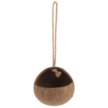 coconut shell bird nest hut for parrots, hanging hideaway house