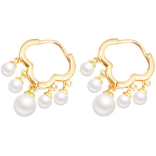 1Pair Golden Pearl Drop Earrings for Women Lightweight Alloy Jewelry