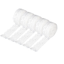 2 Pcs Lace Fabrics Overlay Rolls Ribbon Embroidered Eyelet Trim Kit